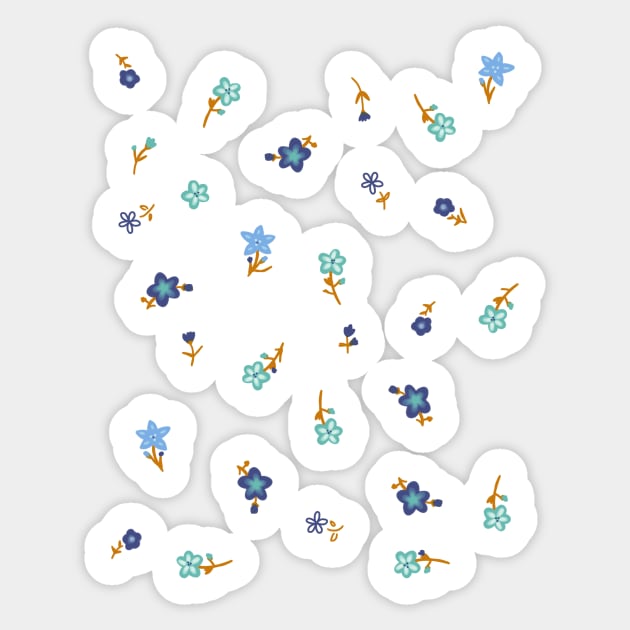 Coquette Aesthetic Ditsy Tiny Blue Flowers Pattern Sticker by panco